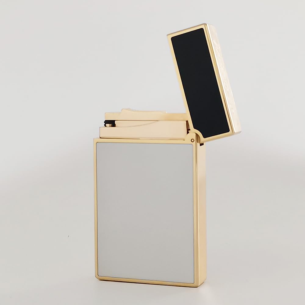 Classic White Lacquer Lighter, with Peace Dove, Clear Sound, Adjustable Soft Flame, Unique Gift for Men Dad Boyfriend Husband Father Friend (White Gold)