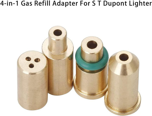 4PCS Replacement Brass Gas Refill Adapter for S T Dupont Lighter Yellow/Red/Green/Blue Caps DIY Repair Part