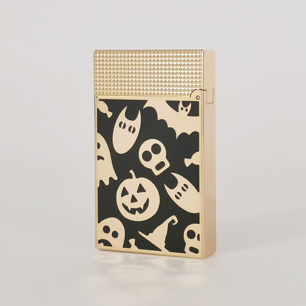 Halloween Skull Ghost Pumpkin Lighter, Metal, Ping Sound, Refillable, Soft Flame Adjustable, Unique Festive Gift
