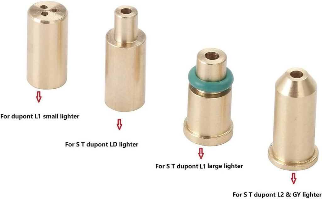 4PCS Replacement Brass Gas Refill Adapter for S T Dupont Lighter Yellow/Red/Green/Blue Caps DIY Repair Part