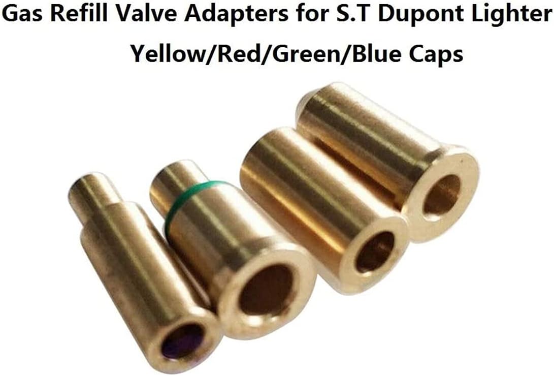 4PCS Replacement Brass Gas Refill Adapter for S T Dupont Lighter Yellow/Red/Green/Blue Caps DIY Repair Part