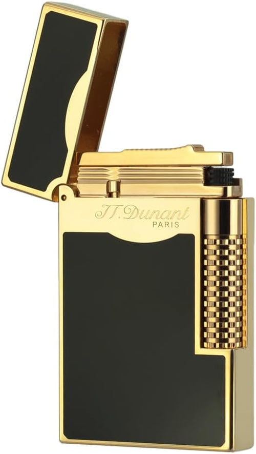 Black Lacquer & Gold Lighter, Le Grand Lighters, Clear Sound, Adjustable Soft Flame, Unique Gift for Men Dad Husband Gift Collect