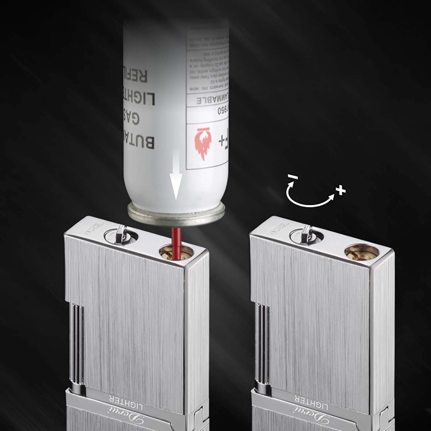 Classic Lighter, Butane Brushed Metal Lighter, Side Slide Lgnition Steel Tone Trench Lighter for Men Dad Husband Collect,Gold