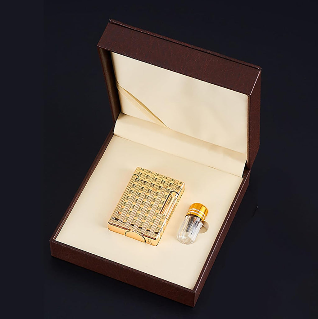 Classic Brushed Gas Lighters, Zinc Alloy Refilled Butane Lighter, Side Wheel Frosted Lighter, Adjustable Flame Flip Lighters, for Outdoor, Camping, Men's Gifts (Black)