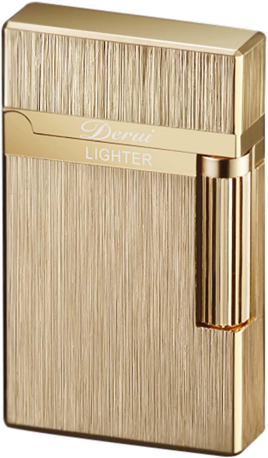 Classic Lighter, Butane Brushed Metal Lighter, Side Slide Lgnition Steel Tone Trench Lighter for Men Dad Husband Collect,Gold