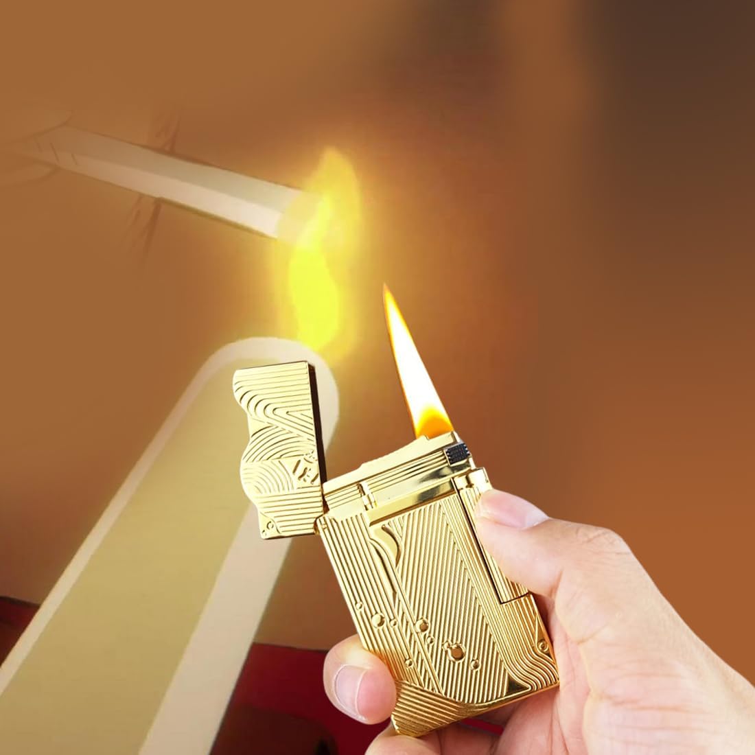 Sanji Vintage Trench Copper Kerosene Lighter for Men, Dad, Husband (Fuel Not Included)