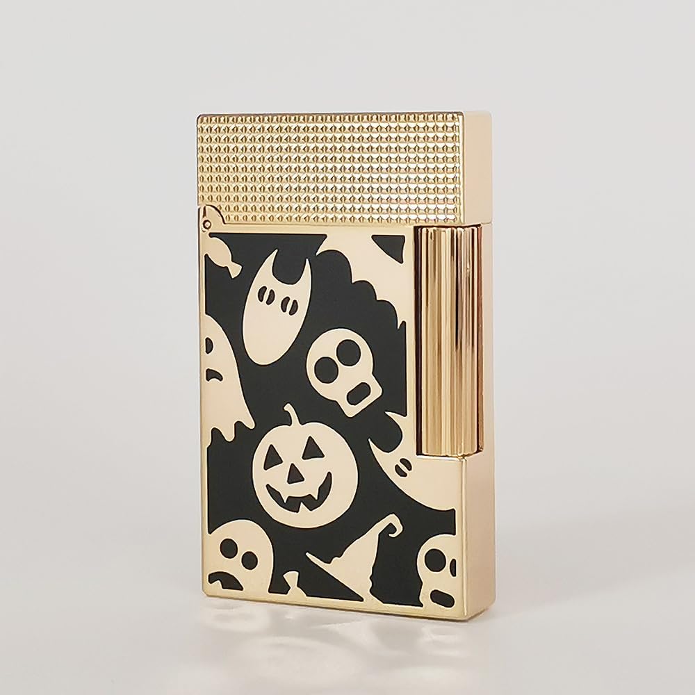 Halloween Skull Ghost Pumpkin Lighter, Metal, Ping Sound, Refillable, Soft Flame Adjustable, Unique Festive Gift