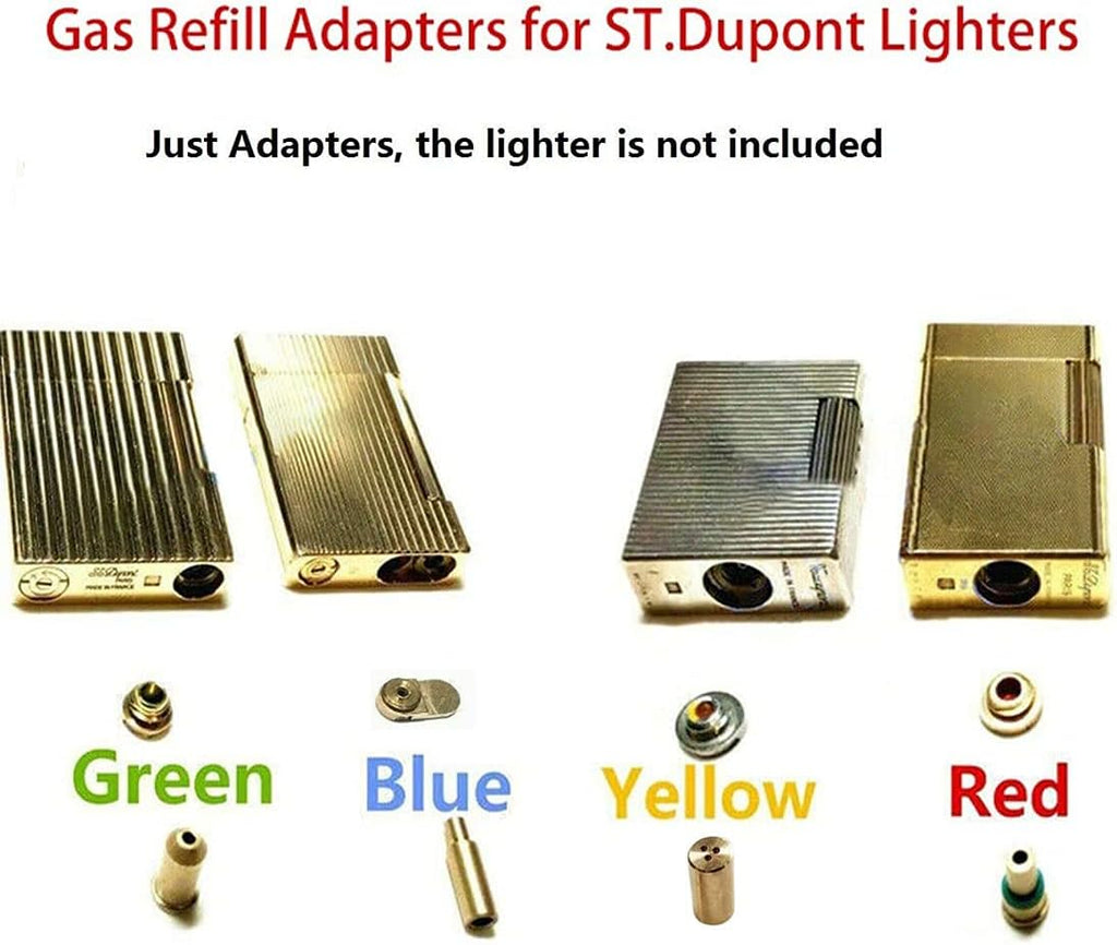 4PCS Replacement Brass Gas Refill Adapter for S T Dupont Lighter Yellow/Red/Green/Blue Caps DIY Repair Part