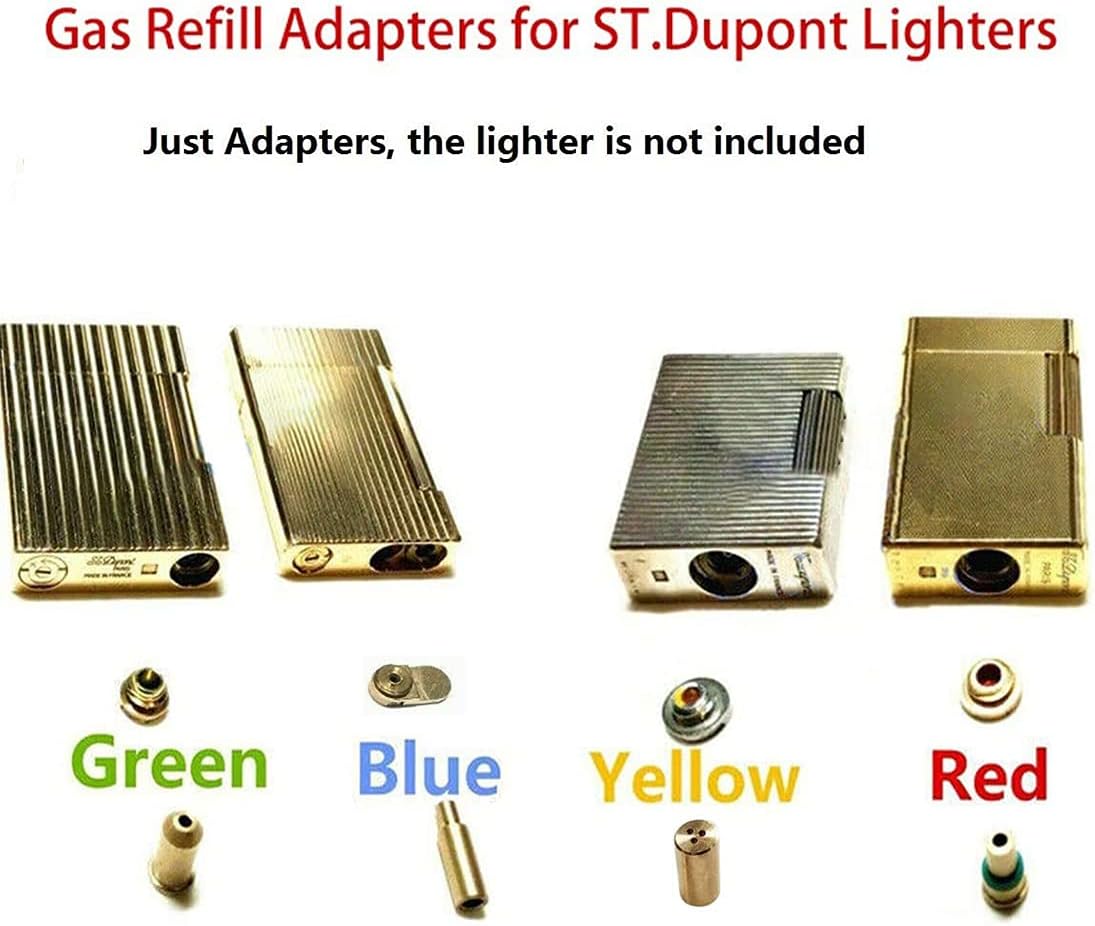 4PCS Replacement Brass Gas Refill Adapter for S T Dupont Lighter Yellow/Red/Green/Blue Caps DIY Repair Part