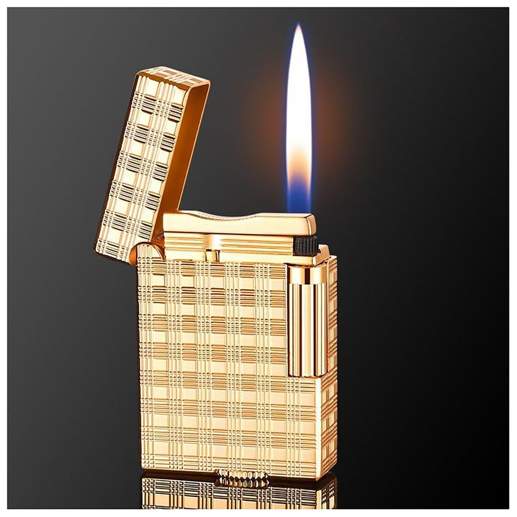 Classic Brushed Gas Lighters, Zinc Alloy Refilled Butane Lighter, Side Wheel Frosted Lighter, Adjustable Flame Flip Lighters, for Outdoor, Camping, Men's Gifts (Black)