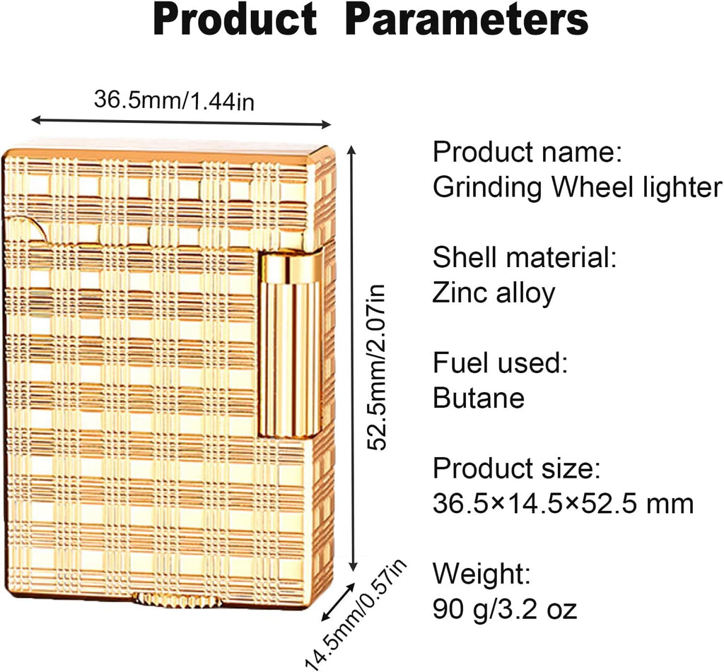 Classic Brushed Gas Lighters, Zinc Alloy Refilled Butane Lighter, Side Wheel Frosted Lighter, Adjustable Flame Flip Lighters, for Outdoor, Camping, Men's Gifts (Black)
