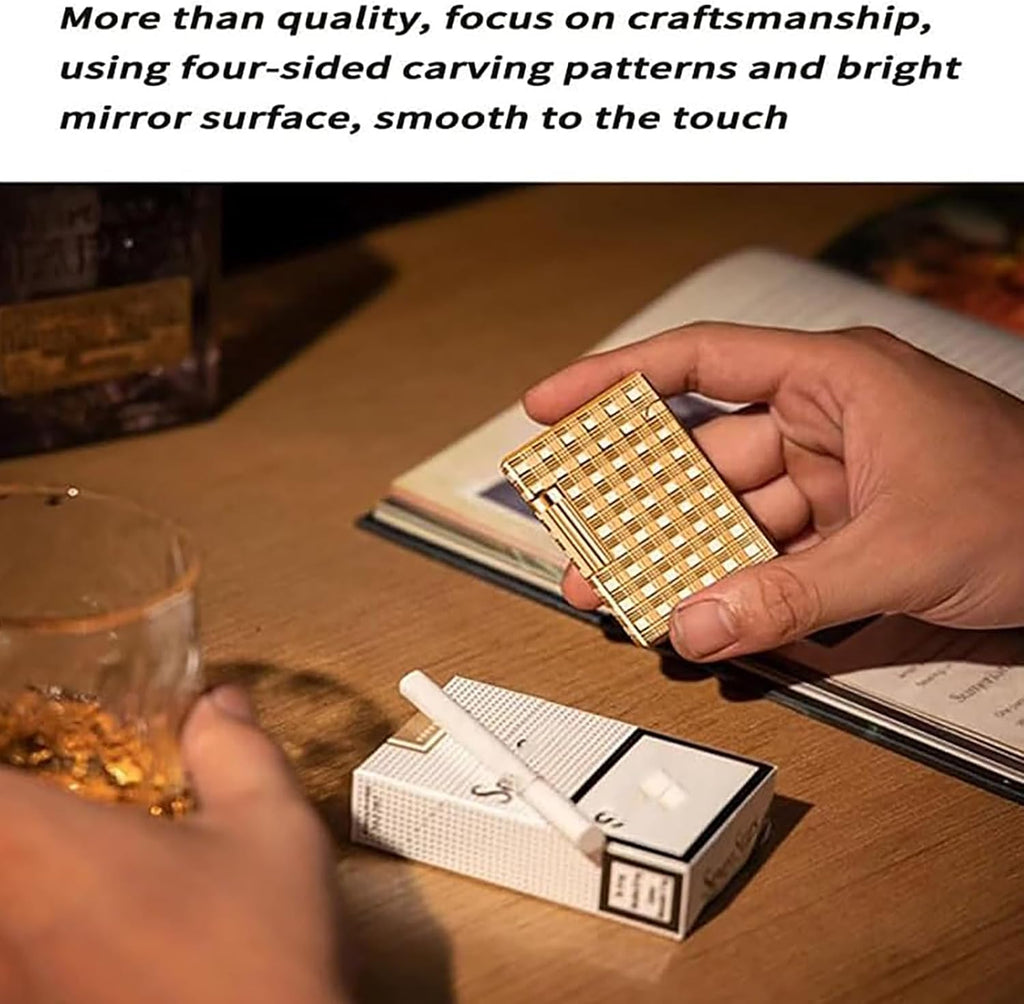 Classic Brushed Gas Lighters, Zinc Alloy Refilled Butane Lighter, Side Wheel Frosted Lighter, Adjustable Flame Flip Lighters, for Outdoor, Camping, Men's Gifts (Black)