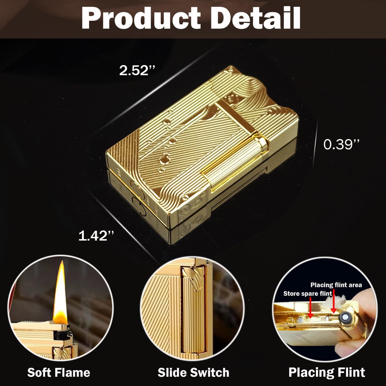 Sanji Vintage Trench Copper Kerosene Lighter for Men, Dad, Husband (Fuel Not Included)