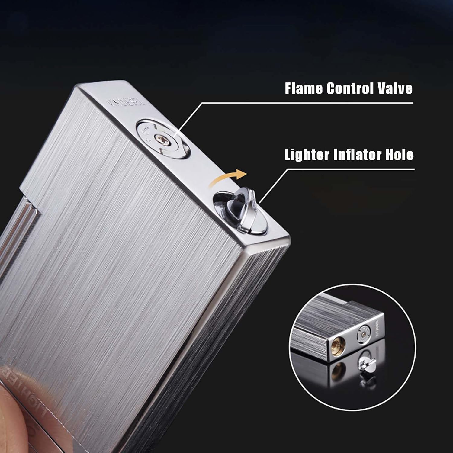 Classic Lighter, Butane Brushed Metal Lighter, Side Slide Lgnition Steel Tone Trench Lighter for Men Dad Husband Collect,Gold