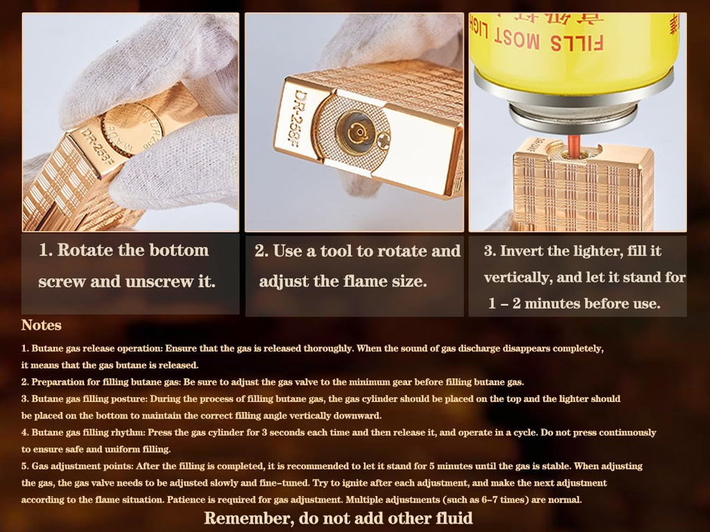 Classic Brushed Gas Lighters, Zinc Alloy Refilled Butane Lighter, Side Wheel Frosted Lighter, Adjustable Flame Flip Lighters, for Outdoor, Camping, Men's Gifts (Black)