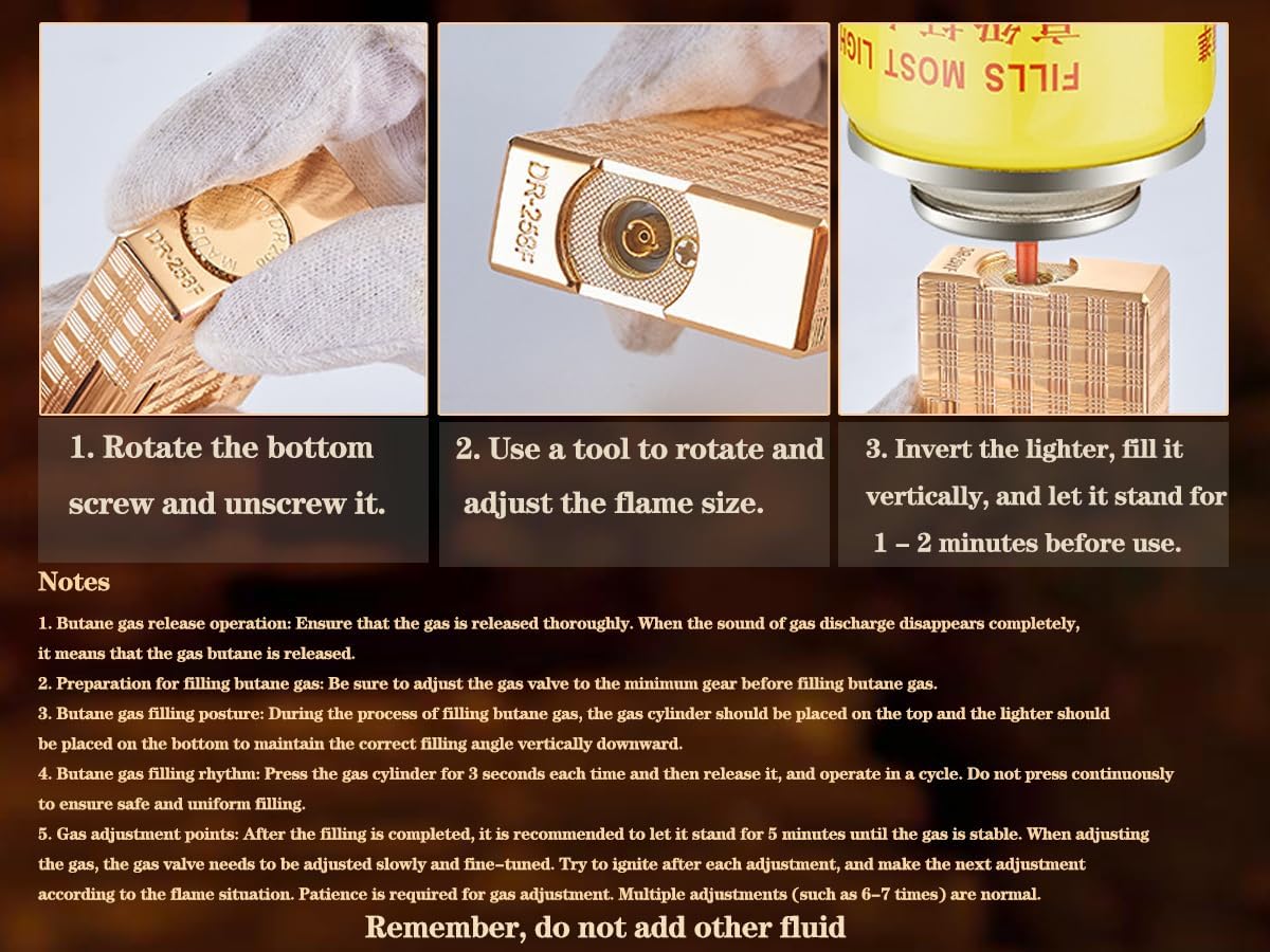 Classic Brushed Gas Lighters, Zinc Alloy Refilled Butane Lighter, Side Wheel Frosted Lighter, Adjustable Flame Flip Lighters, for Outdoor, Camping, Men's Gifts (Black)